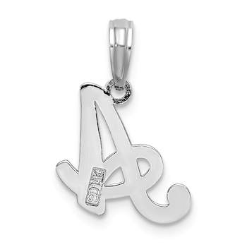 Rhodium Over 14k White Gold Polished Script Letter A Initial Pendant