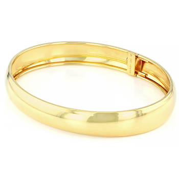 Polished 10mm Hinge Bangle Bracelet In 18K Gold Over Sterling Silver