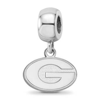 Sterling Silver Rhodium-plated LogoArt University of Georgia XS Dangle Bead