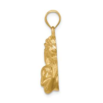 14k Yellow Gold Brushed Diamond-Cut Mom and Baby Pendant