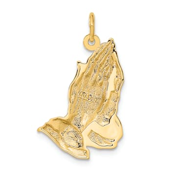 14k Yellow Gold Praying Hands Pendant