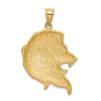 14k Yellow Gold Brushed and Diamond-Cut Lion Head Pendant
