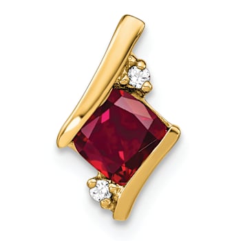 10k Yellow Gold 0.69 ctw Cushion Lab Created Ruby and Diamond Chain
Slide Pendant