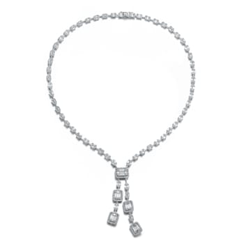 Rhodium Plated over Sterling Silver with Clear Cubic Zirconia Accent
Tongue Buckle Necklace