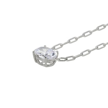 White Cubic Zirconia Rhodium Over Sterling Silver Paperclip Necklace 4.0ctw