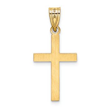 14k Yellow Gold Laser Etched Cross Pendant