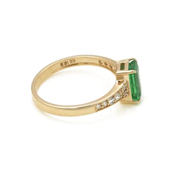 1.19 Ctw Emerald with 0.16 Ctw Diamond Ring in 14K YG