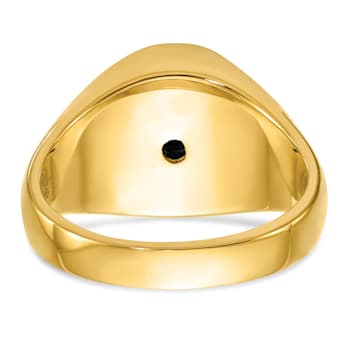 10K Yellow Gold Men's Grooved Onyx Blue Lodge Master Masonic Ring