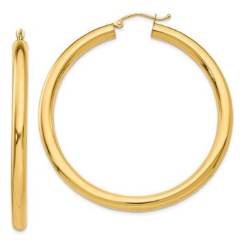 14k Yellow Gold 1 15/16" Polished Tube Hoop Earrings