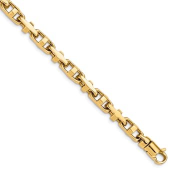 10k Yellow Gold 5mm Hand-polished Fancy Link Bracelet