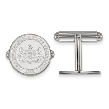 Rhodium Over Sterling Silver LogoArt Penn State University Crest Cuff Links