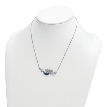 Rhodium Over Sterling Silver Crystal Mermaid 18.5 + 1 Inch Extension Necklace