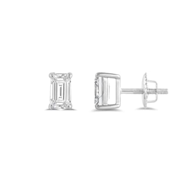 White Cubic Zirconia 14k White Gold Studs With Velvet Gift Box 0.50ctw