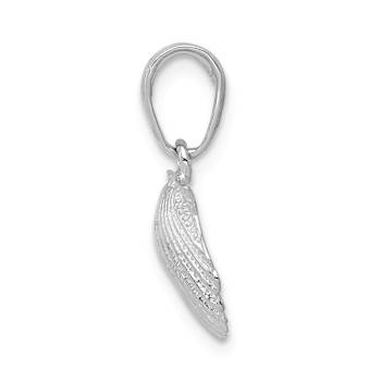 Rhodium Over 14k White Gold Textured Scallop Shell Pendant