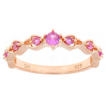 Lab-Created Pink Sapphire Band Ring In 18K Rose Gold Over Sterling
Silver 0.19ctw