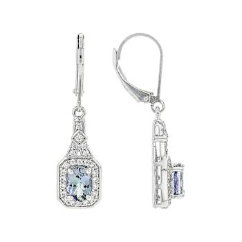 Tanzanite And White Zircon Dangle Earrings In Sterling Silver 1.86ctw