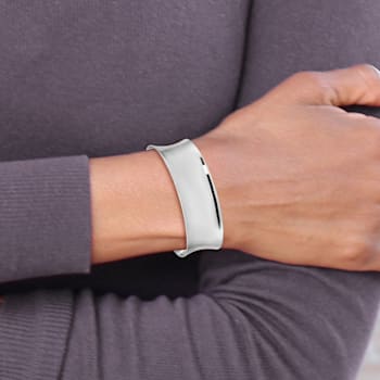 Rhodium Over Sterling Silver Polished 20mm Cuff Bracelet