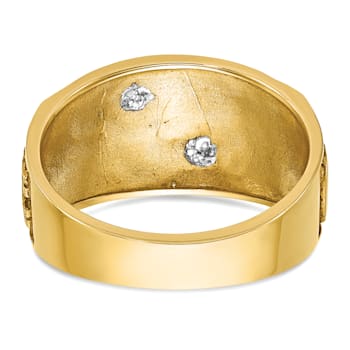 10K Two-Tone Yellow and White Gold Men's Textured and Enameled Masonic
Shriner's Ring