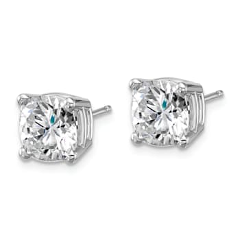 Rhodium Over 14K White Gold 4ct. 7.5mm Cushion G H I True Light
Moissanite Earrings