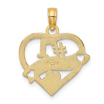 14K Yellow Gold Number 1 WIFE Heart Charm