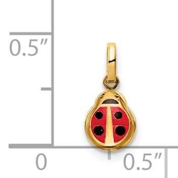 14K Yellow Gold Enamel Ladybug Charm