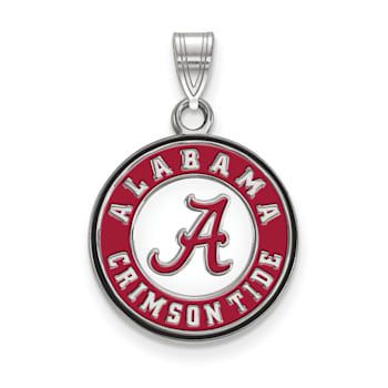 Rhodium Over Sterling Silver LogoArt University of Alabama Medium Enamel
Disc Pendant