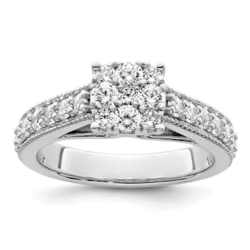 Rhodium Over 14K White Gold Lab Grown Diamond VS/SI GH, Cluster Ring 0.991ctw