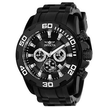Invicta Pro Diver 50mm Black Dial Silicone, Stainless Steel Band Quartz Watch