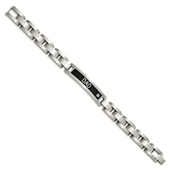 Stainless Steel Black Ion Plated DAD 8.75-inch Bracelet and 24-inch
Necklace Set