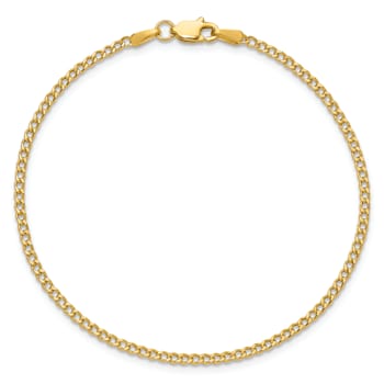 14k Yellow Gold 1.85mm Curb Link Bracelet, 7 Inches