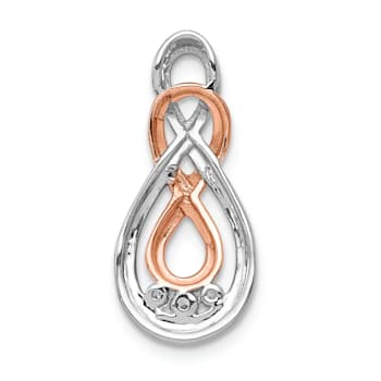 14K Two-tone Diamond Double Infinity Chain Slide Pendant