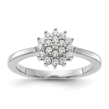 Rhodium Over 14K White Gold Lab Grown Diamond SI1/SI2, G H I, Cluster Ring