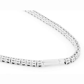 Black Spinel Tennis Necklace In Rhodium Over Brass 18 Inch 138.57ctw