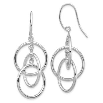 Rhodium Over 14k White Gold Polished Circles Dangle Earrings