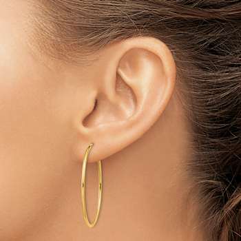 14k Yellow Gold Polished 1 1/2" Round Endless Hoop Earrings