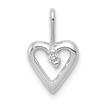 Rhodium Over 14k White Gold Diamond Heart Pendant