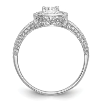 Rhodium Over 14K White Gold Diamond Cluster Engagement Ring 0.22ctw