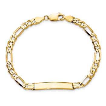 10k Yellow Gold Figaro Link ID Bracelet