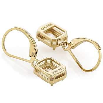 Diamond Simulant Radiant Earrings In 18K Gold Over Sterling Silver