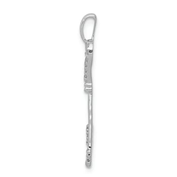 Rhodium Over 14K White Gold 1/10ct. Diamond Heart Key Pendant