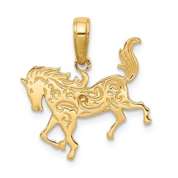 14K Yellow Gold Horse Pendant