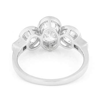 Lab-Grown Diamond Bezel Set Three-Stone Ring In 14K White Gold