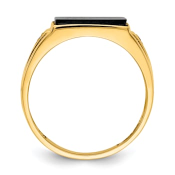 10K Yellow Gold Men's Onyx and Diamond Ring