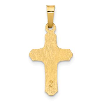 14k Yellow Gold and 14k White Gold Brushed/Textured INRI Crucifix Pendant