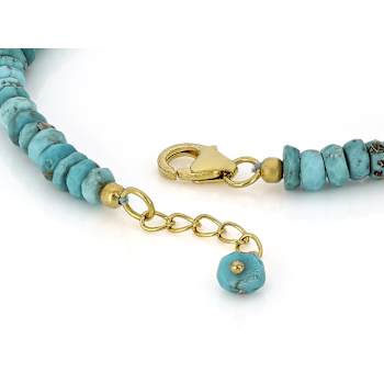 Opal And Turquoise Rondelle Beaded Bracelet In 18K Gold Over Sterling Silver