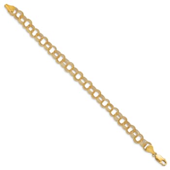 14k Yellow Gold 7mm Solid Triple Link Charm Bracelet