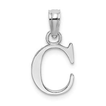 Rhodium Over 14k White Gold Polished Block Letter C Initial Pendant