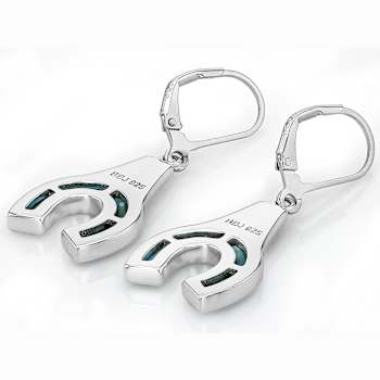 Turquoise Horseshoe Inlay Sterling Silver Earrings