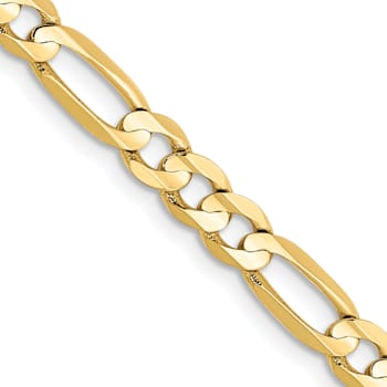 10k Yellow Gold 4.5mm Concave Open Figaro Link Bracelet