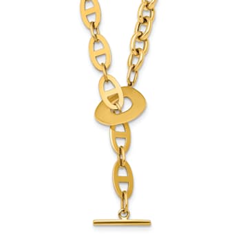14K Yellow Gold Anchor and Cable Link 18-inch Toggle Necklace